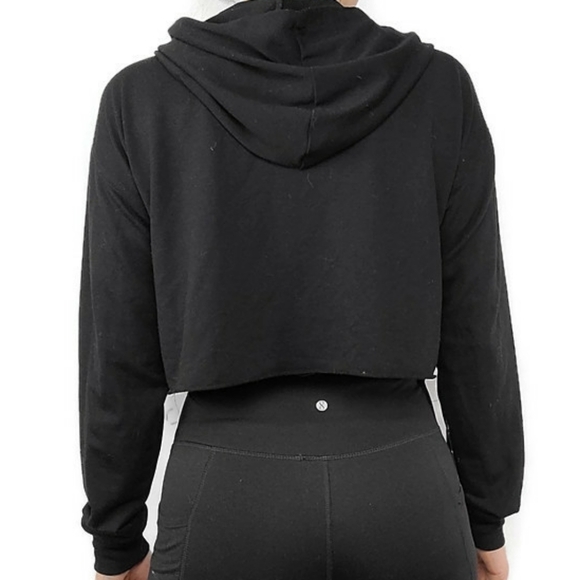 Forever 21 TAYLOR Crop Hoodie Size Medium Gold Black - Picture 2 of 3